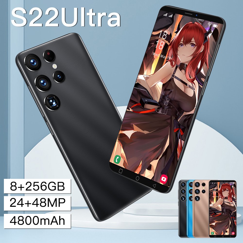 Wholesale Cheapest Phone Supplier Face Unlocked Mini Smartphone Android Phone Mobiles S22 5.5 Inch 8+256G Mobail Phone Lcd 48 MP